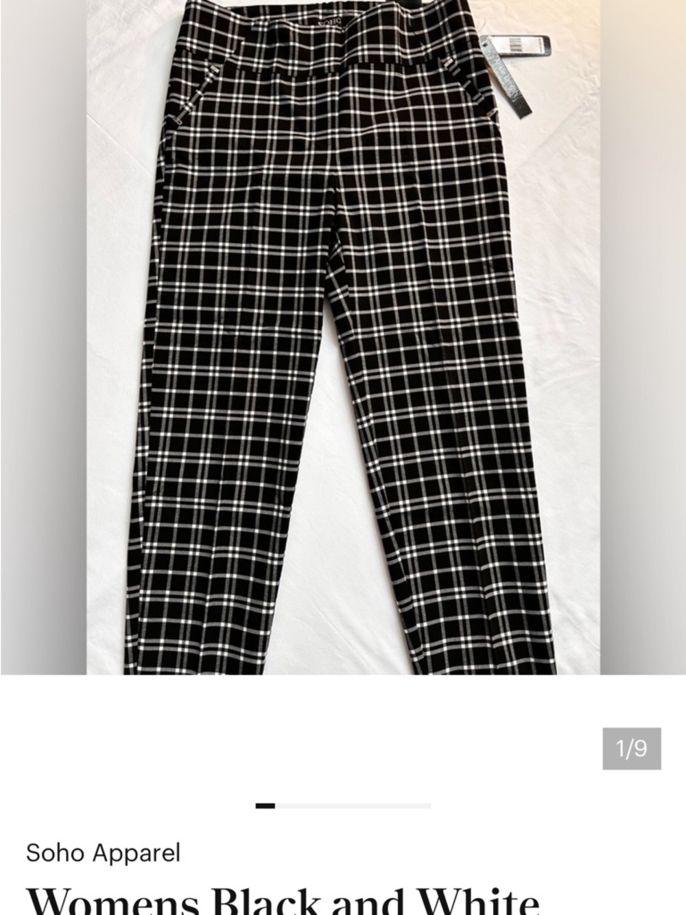 Soho Apparel Black & White Windowpane Cropped Pants